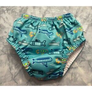 iPlay Baby Boy Submarine Reusable Swim Diaper, Size 6 months
